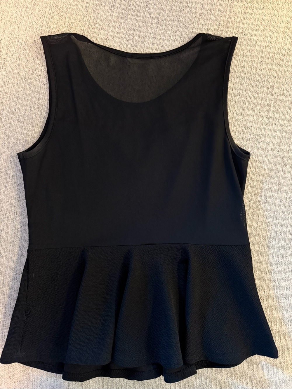 Black Mesh Peplum Sleeveless Top – Women’s Large